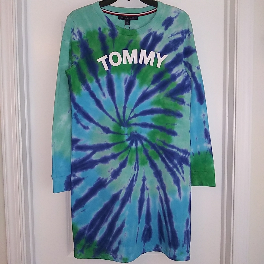 NWT Sz S Tommy Hilfiger Tie-Dye French Terry Dress - Picture 14 of 14
